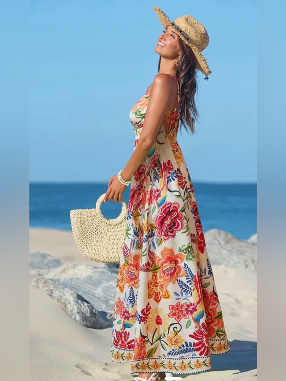 CUPSHE NWT Vibrant Oasis Tropical Maxi Dress -multi -XL - Picture 4 of 8